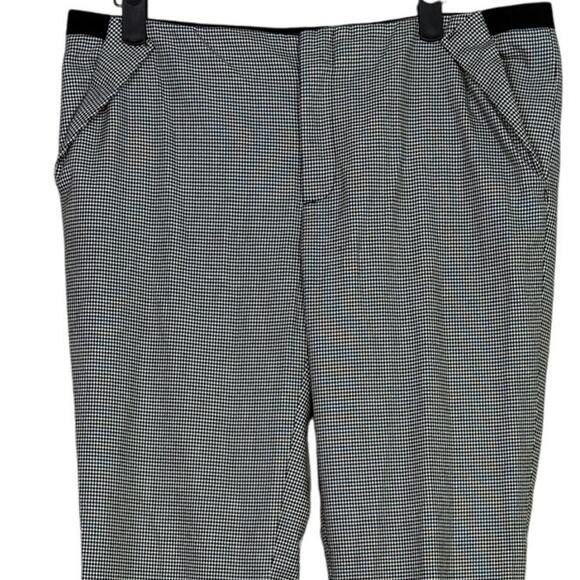 Zara Gingham Straight Leg Crop Slim Pant Ankle Fold Detail Pocket M Black White - Picture 3 of 16